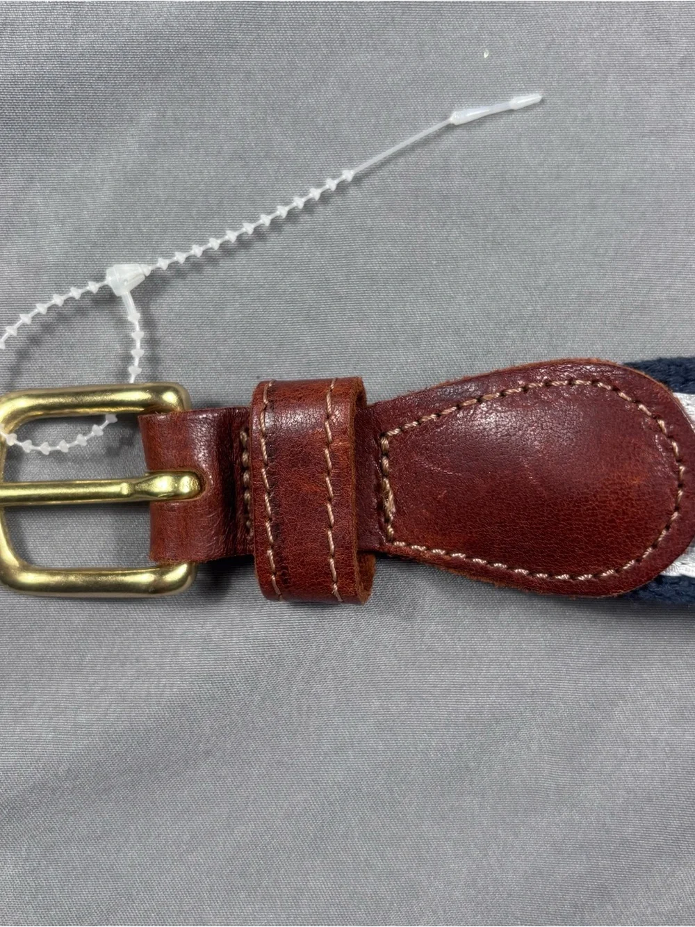 J. Bailey Leather-Trim Paddle Print boys belt 24” - Brown/Multicolor